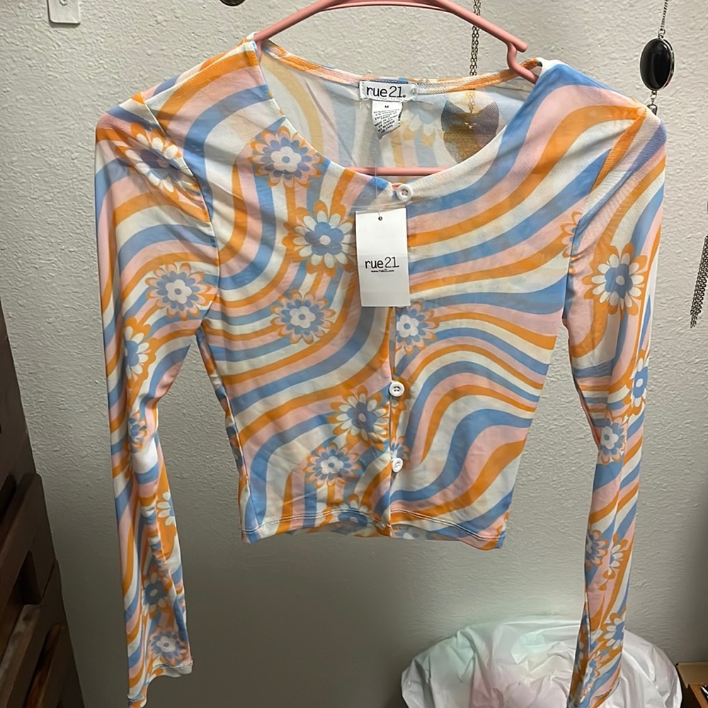 NWT 70s patterned mesh shirt